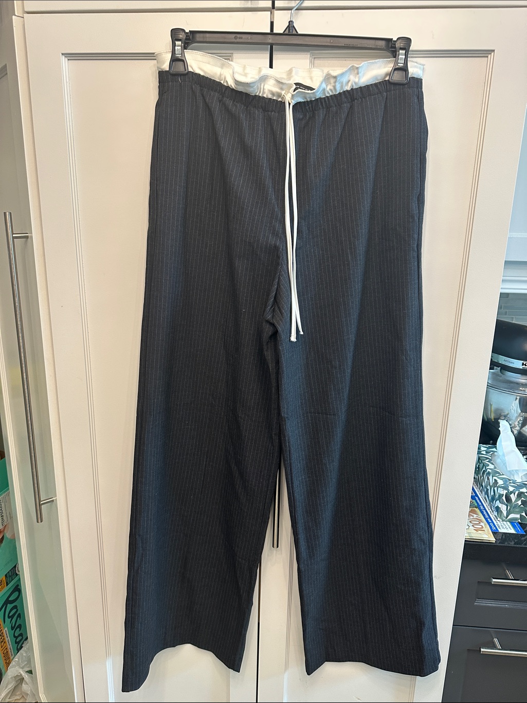 Zara Double Waist Pinstripe Drawstring Pants Never Worn